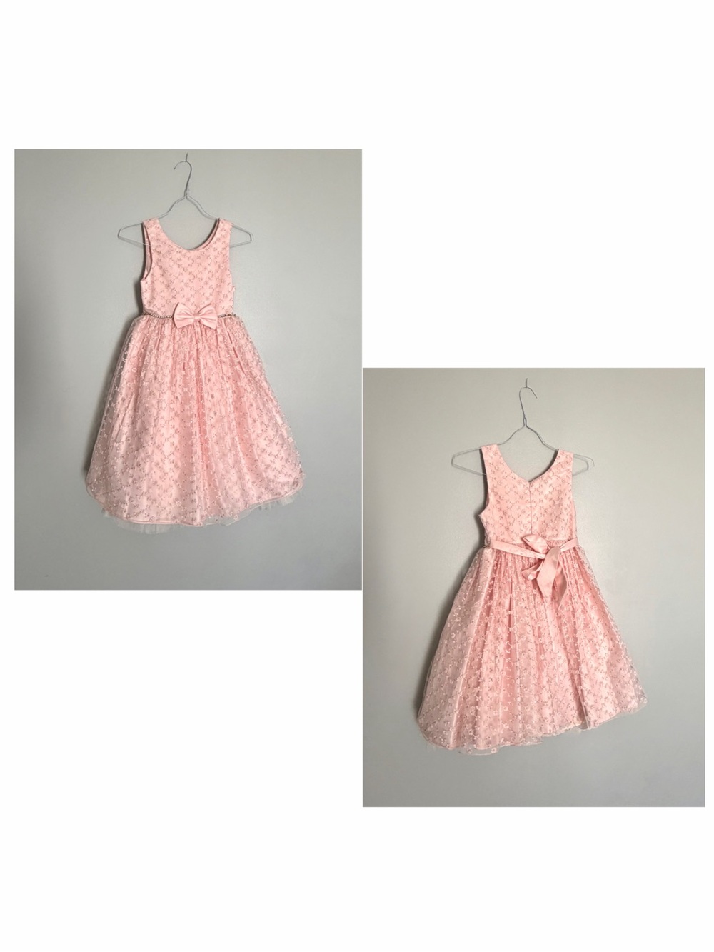American Princess Pink Lace Bow-Front Party Dress